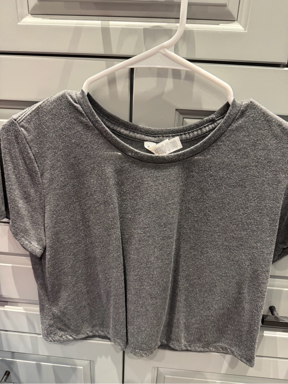 Bella Canvas Grey Cropped Tee - Casual Crew Neck